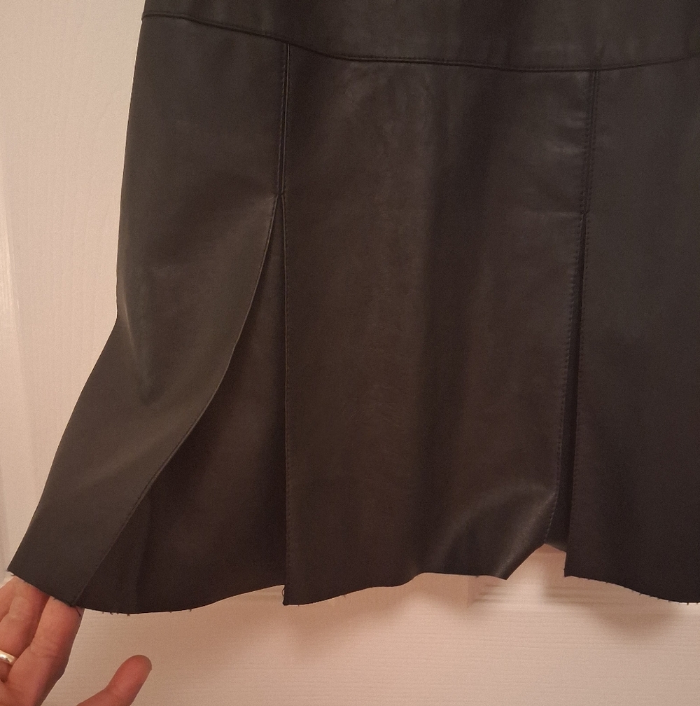 FREE PEOPLE Vegan Leather Black Mini Dress. Size Small - Picture 6 of 10